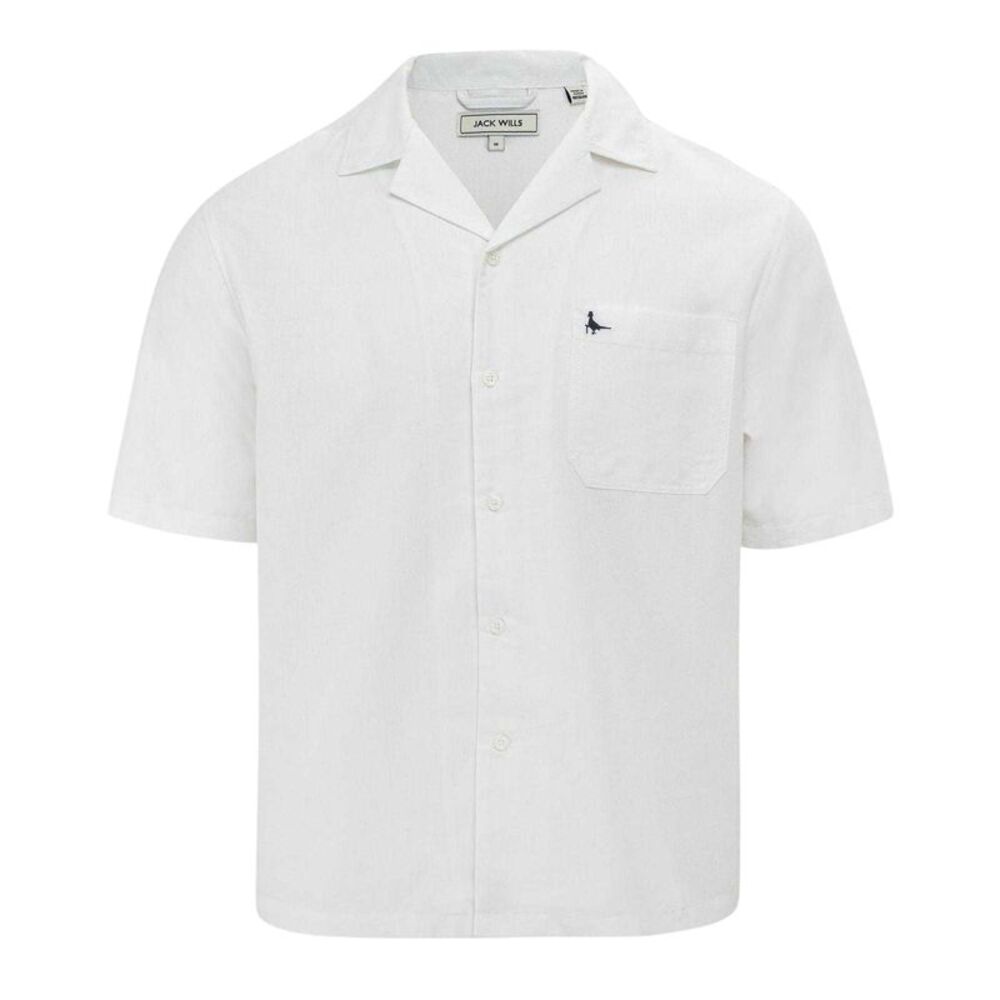 Jack Wills Mens Patterned Short-Sleeved Shirt / White